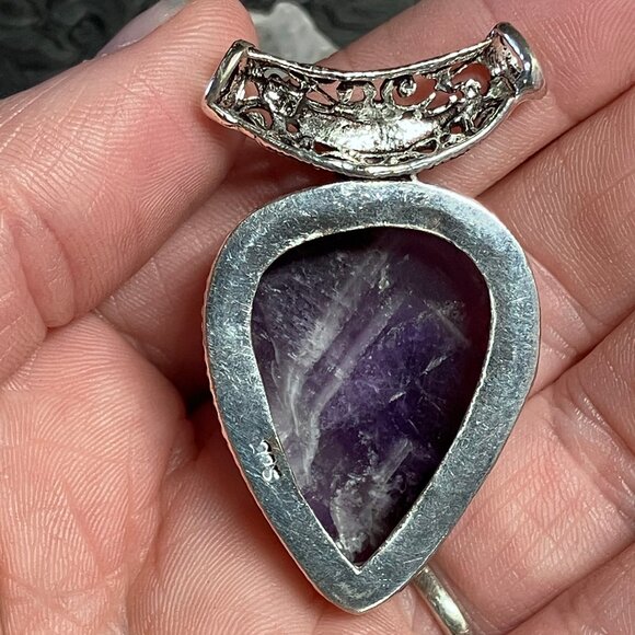 Natural Chevron Amethyst Gemstone Pendant Stone Crystal Jewelry - Picture 5 of 8